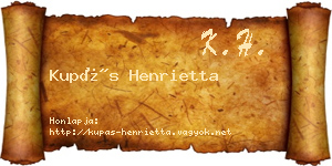 Kupás Henrietta névjegykártya